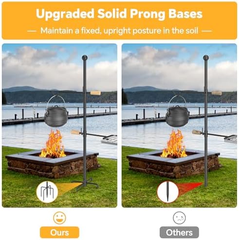 Mr IRONSTONE Campfire Grill Grate: Fire Pit Grill Grate with Swivel Handle, Campfire Cooking Equipment with Heavy Duty Steel, Over Fire Camp Grill For Outdoor Barbecue Camping and Cooking, Black