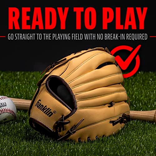 Franklin Sports Baseball + Softball Gloves - Field Master Adult + Youth Baseball + Softball Gloves - Right Hand + Left Hand Gloves - Infield + Outfield Mitts - Multiple Sizes + Colors