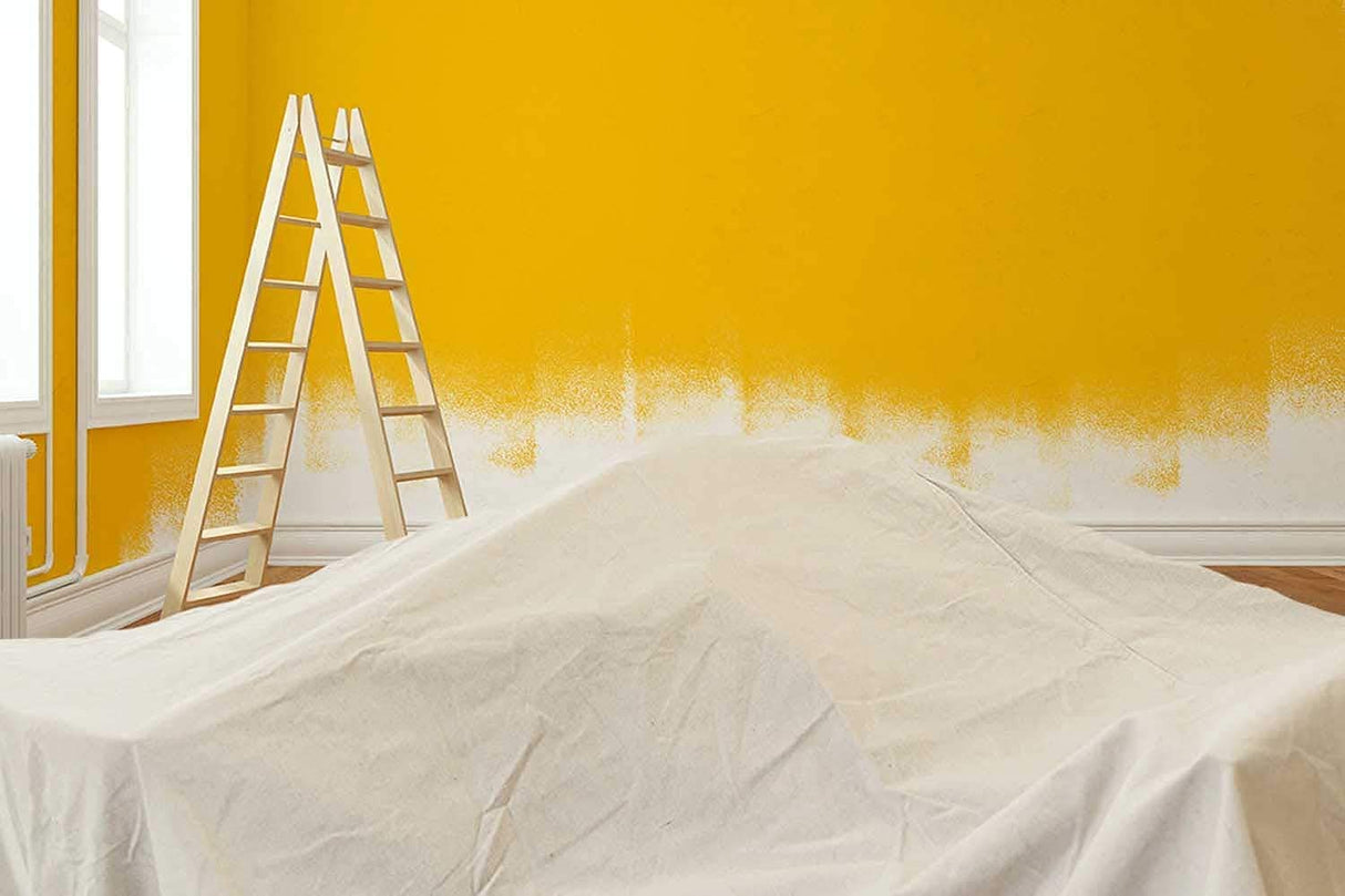 ZUPERIA Canvas Drop Cloth for Painting (Size 4' x12' Feet Pack of 4) Painters Drop Cloth for Painting, Furniture & Floor Protection All Purpose Thick Canvas tarp with Double Stitched Edges