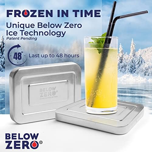 Below Zero Deluxe Stainless Steel Cooling Pack - Durable Ice Pack Lasts 48 Hours, Ice Pack for Bento, Lunch Bags, Coolers, Picnics, Camping, Beachgoers, Sporting Events - Longest Lasting (3 Pack)