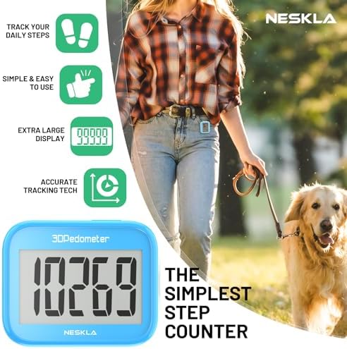 3D Pedometer for Walking, Simple Step Counter with Large Digital Display, Step Tracker with Removable Clip Lanyard, Accurately Track Steps for Men Women Kids Adults Seniors