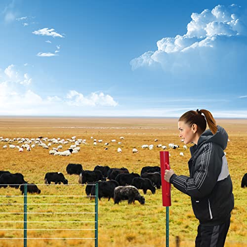 Gtongoko 12LB T Post Driver with Handles Heavy Duty Fence Post Driver Post Pounder for T-Posts,U Channel,Metal Post and Sign Post Pole Driver Tool,17 Inch Red