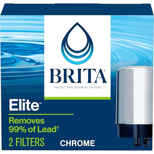 Brita Replacement Water Filter for Faucet Mount, Removes 99% of Lead, Sink Filtration System, Chrome, 2 Count