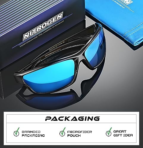 Nitrogen Polarized Wrap Around Sport Sunglasses for Men Women UV400 Protection Sun Glasses