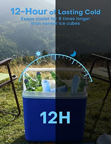 Ice Packs for Lunch Boxes, Set of 4, Rapid Freeze & Long Lasting Reusable Ice Packs for Cooler & Lunch Bags, Space-Saving Ice Blocks for Camping, Fishing, Injuries, Picnics, Beach Bag, Blue