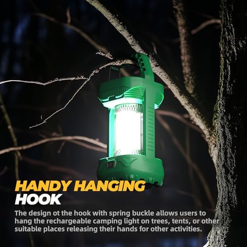 Favourlite Camping Lantern, 1500LM Camping Light 3000 Capacity Phone Charger LED Impact-Resistant Flashlight Lantern Portable Waterproof Hurricane Lanterns for Power Outages (Green+Green)