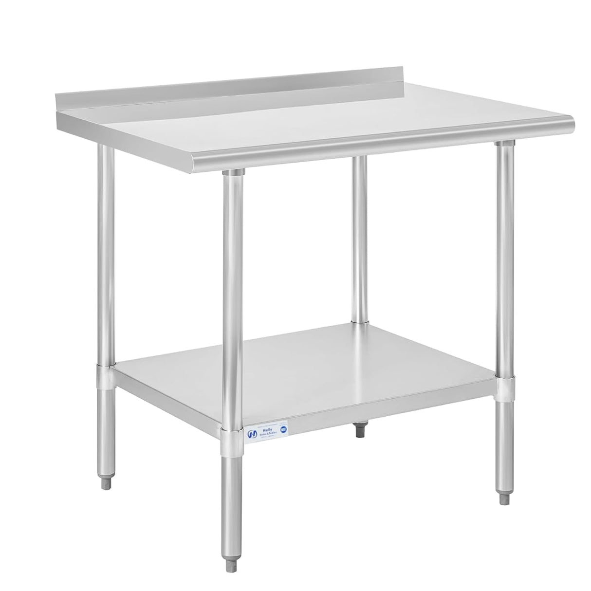 Hally Stainless Steel Table for Prep & Work 30 x 36 Inches, NSF Commercial Heavy Duty Table with Undershelf and Backsplash for Restaurant, Home and Hotel