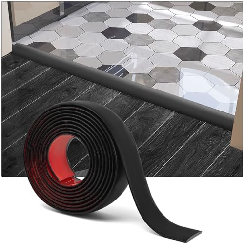Art3d Self Adhesive Vinyl Floor Transition Strip,Laminate Floor Strip Floor Flat Divider Strip for Joining Floor Gaps,Carpet Threshold Transition,Floor Tiles(10 FT, 1.57in, Black)