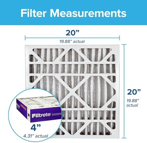 Filtrete 20x20x4 AC Furnace Air Filter, MPR 1550, MERV 12, Fits Lennox & Honeywell, Allergen, Electrostatic Air Cleaning Filter, 4-Pack (actual size 19.88 x 19.88 x 4.31)
