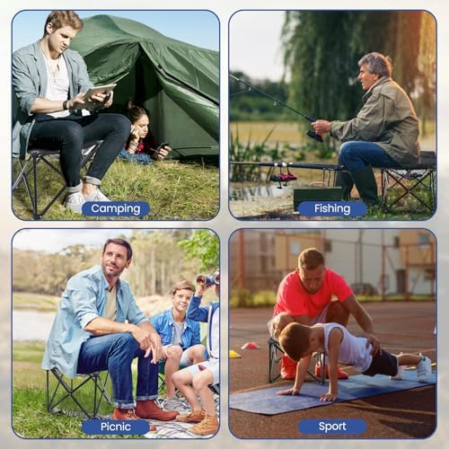 Padded Camping Stool, 18 Inch Oversized Camping Foot Rest, 500lb Camping Chairs Outdoor Footstool Portable Camping Ottoman for Camping Gardening Fishing w/Storage Net Carry Bag (2, Black)