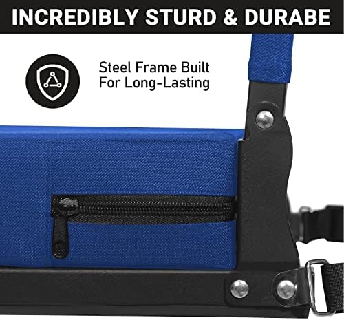 Sheenive Stadium Seats for Bleachers with Back Support, Bleacher Seats with Backs and Cushion Wide, Padded Portable Folding Comfort Stadium Chair with Shoulder Strap, Perfect for Sports Events, Blue