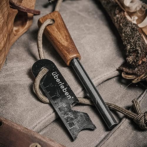 Überleben Zünden Ferro Rod Fire Starter for Survival w/Fire Striker - Thick Fire Steel, Up to 20,000 Strikes - Waterproof Flint and Steel - Camping Fire Starter Rod w/Handle & Lanyard