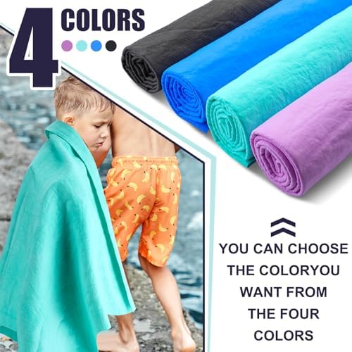 4 Pcs Swim Chamois Towel Shammy Sports Swimmers Towel for Diving Swimming Triathlons and Other Water Sports(26 x 17 Inch,Blue, Green, Dark Gray, Purple)