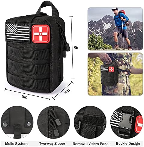 235Pcs Emergency Survival Kit and First Aid Kit Professional Survival Gear Tool with IFAK Molle System Compatible Bag, Gift for Men Camping Outdoor Adventure Boat Hunting Hiking & Earthquake