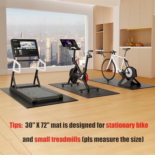 Bike Mat Compatible with Peloton Bike,Elliptical,Treadmill Mat, 6mm Thick, Under Exercise Bike Trainer Pad for Indoor Stationary Spin Bike Gym Equipment Hardwood Floor Carpet Protector