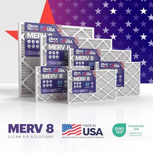 BNX TruFilter 14x24x1 Air Filter MERV 8 (6-Pack) - MADE IN USA – Dust & Pet Defense Air Conditioner HVAC AC Furnace Filters for Dust, Pet, Mold, Pollen MPR 600 – 700 & FPR 5