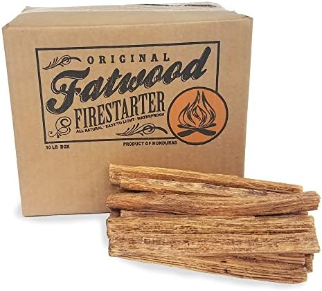 Fatwood Pine Wood Fire Sticks - 10-lb Box of Indoor or Outdoor Fire Starters for Campfires, Grills, Wood Stoves, Firepits, or Fireplaces by Pure Garden