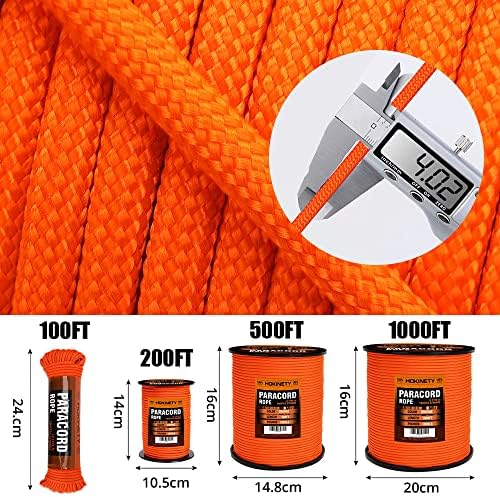 1000Ib Paracord Rope - 100ft / 200ft / 500ft / 1000ft 4mm,12 Strand Parachute Spool Cord,para Cord Lanyard for Camping,Hammock,Clothsline,Hiking,Fishing,Survival braceletand Survival