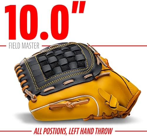 Franklin Sports Baseball + Softball Gloves - Field Master Adult + Youth Baseball + Softball Gloves - Right Hand + Left Hand Gloves - Infield + Outfield Mitts - Multiple Sizes + Colors