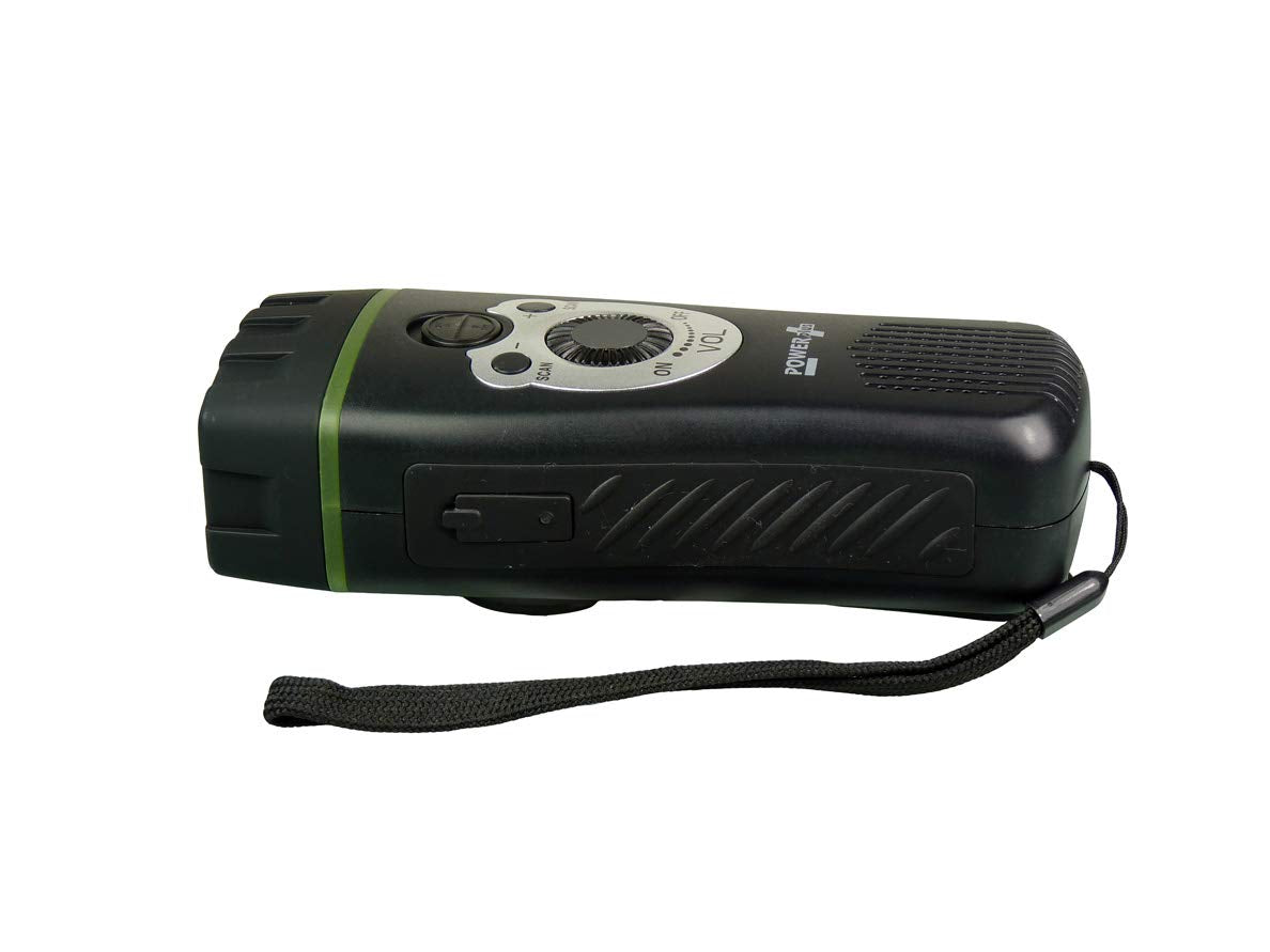 POWERplus Wolf Dynamo FM Scan Radio Flashlight, Steel, Black