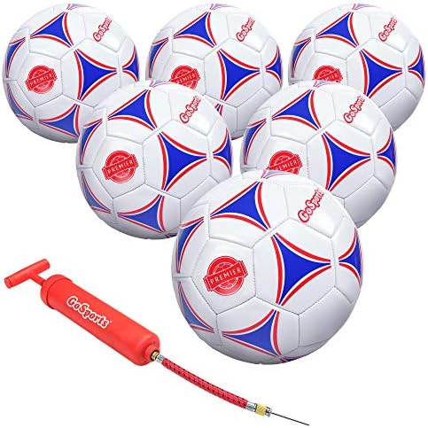 GoSports Premier Soccer Balls - Single or 6 Pack - Sizes 3, 4, 5, with Ball Pump
