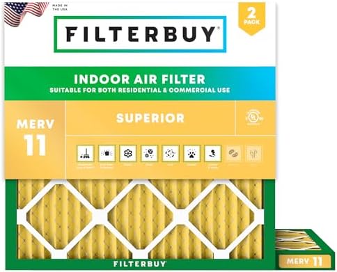 Filterbuy 23.5x23.5x1 Air Filter MERV 11 Allergen Defense (2-Pack), Pleated HVAC AC Furnace Air Filters Replacement (Actual Size: 23.38 x 23.38 x 0.75 Inches)