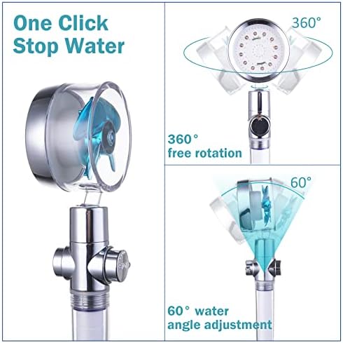 ANTOWER LED Shower Head with Handheld High Pressure Shower Heads Set with 79 Inch Shower Hose,Shower Holder,4 PP Cotton Filters,Turbo Fan Shower Water Temperature-Controlled One Key Pause Switch