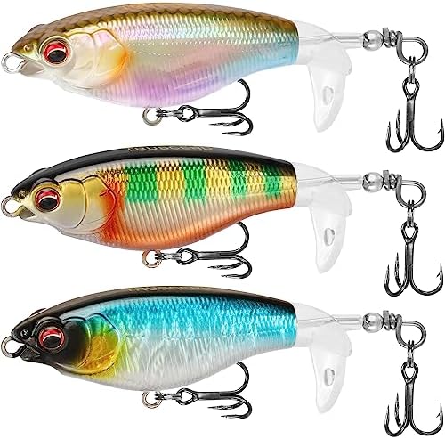 TRUSCEND PoPobait Plopper with BKK Hooks, Top Water Fishing Lures for Bass Walleye Pike Catfish Musky Perch, Floating Lure for Freshwater or Saltwater, Amazing Teasers Fishing Gifts for Family Fishing