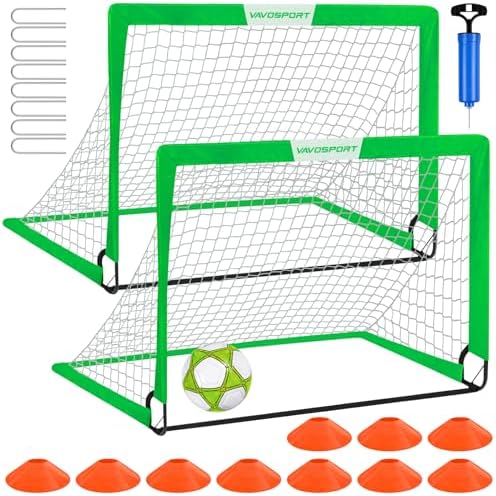 Kids Soccer Goals for Backyard Set - 2 of 4' x 3' Portable Soccer Goal Training Equipment, Pop Up Toddler Soccer Net with Soccer Ball, Soccer Set for Kids and Youth Games, Sports