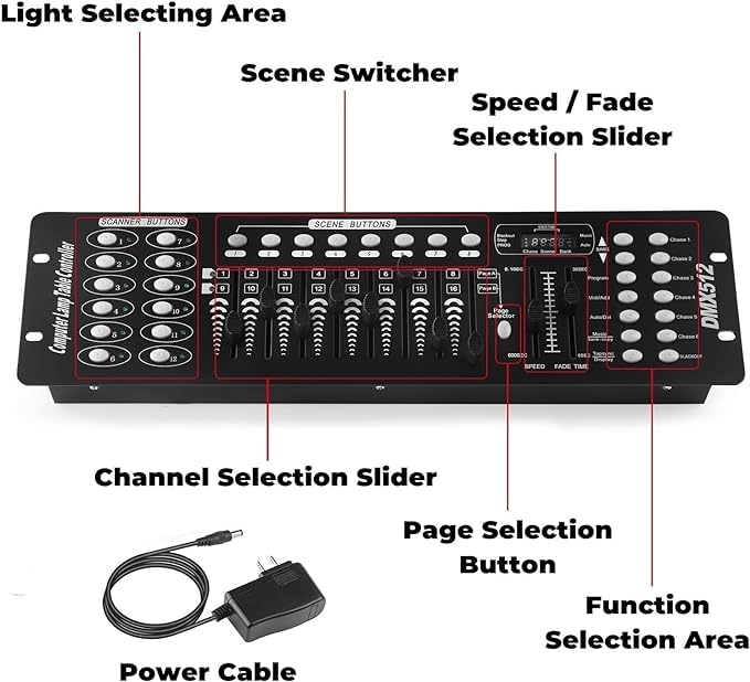 192 DMX Controller Use for Editing Program of Stage Lighting,DMX 512 DJ Controller Stage Light Controller Panel DMX Console for Party Music Show Christmas and Halloween
