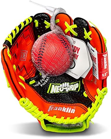 Franklin Sports Youth Teeball Glove - 9.0 Inch Neo-Grip Synthetic Leather Fielding Glove - Left & Right Handed Ready To Play with Ball