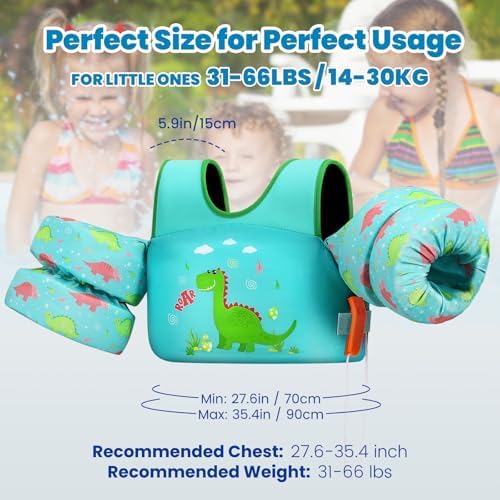 HeySplash Swim Vest for Kids, Toddler Pool Floaties Fit 20-50/70 Lbs, Children Swimming Vest with Adjustable Strap, Swim Jacket Water Wing Arm Float, Puddle Sea Beach Boat Jumper Boy Girl Baby
