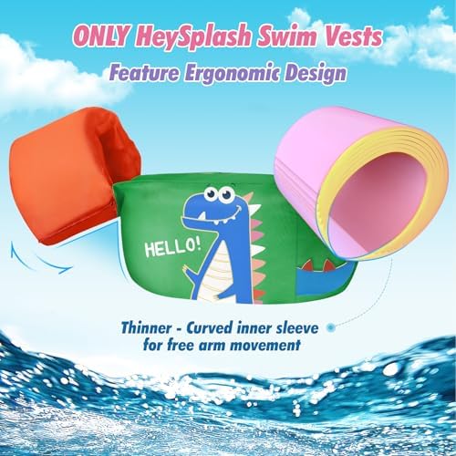 HeySplash Swim Vest for Kids, Toddler Pool Floaties Fit 20-50/70 Lbs, Children Swimming Vest with Adjustable Strap, Swim Jacket Water Wing Arm Float, Puddle Sea Beach Boat Jumper Boy Girl Baby