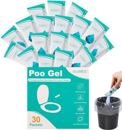 OUMEE 50 Pack Poo Gel for Portable Toilet, Camping Toilet Powder, Eco Absorbent Gel, Portable Urine Packets for Outdoor Camping Recreation Supplies (50)