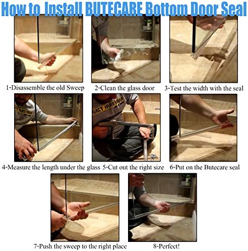 2-Pack Butecare Frameless Shower Door Bottom Seal for Glass Doors – Stop Shower Leaks and Create a Water Barrier (3/8” x 39”)