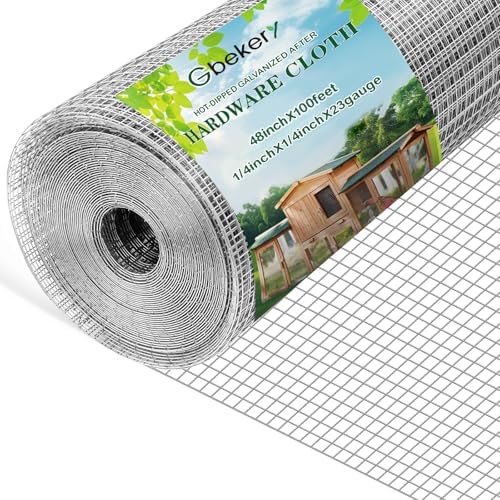 Hardware Cloth 1/4 inch 48in x 100ft 23 Gauge, Chicken Wire Hot-dip Galvanized After Welding Fence Roll Garden Plant Welded Metal Wire Fencing Roll, Rabbit Cages Snake Fence
