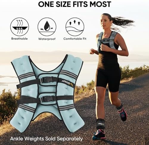 APEXUP Weighted Vest with 5lbs/10lbs/15lbs/20lbs/25lbs/30lbs Weights and Reflective Stripe, Weight Vest Men Women for Workout, Strength Training, Running