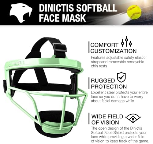 Dinictis Softball Face Mask, Lightweight, Comfortable, with Wide Field Vision, Durable and Safe Face Guards, Premium Protective Softball Fielder's Mask