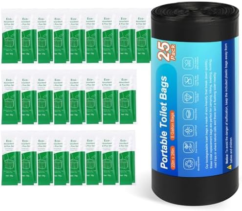 80 Portable Toilet Bags, Camping Toilet Bags, Biodegradable Porta Potty Bags, Thickened Toilet Waste Bags for 5 Gallon Bucket Toilet, Compostable Bags