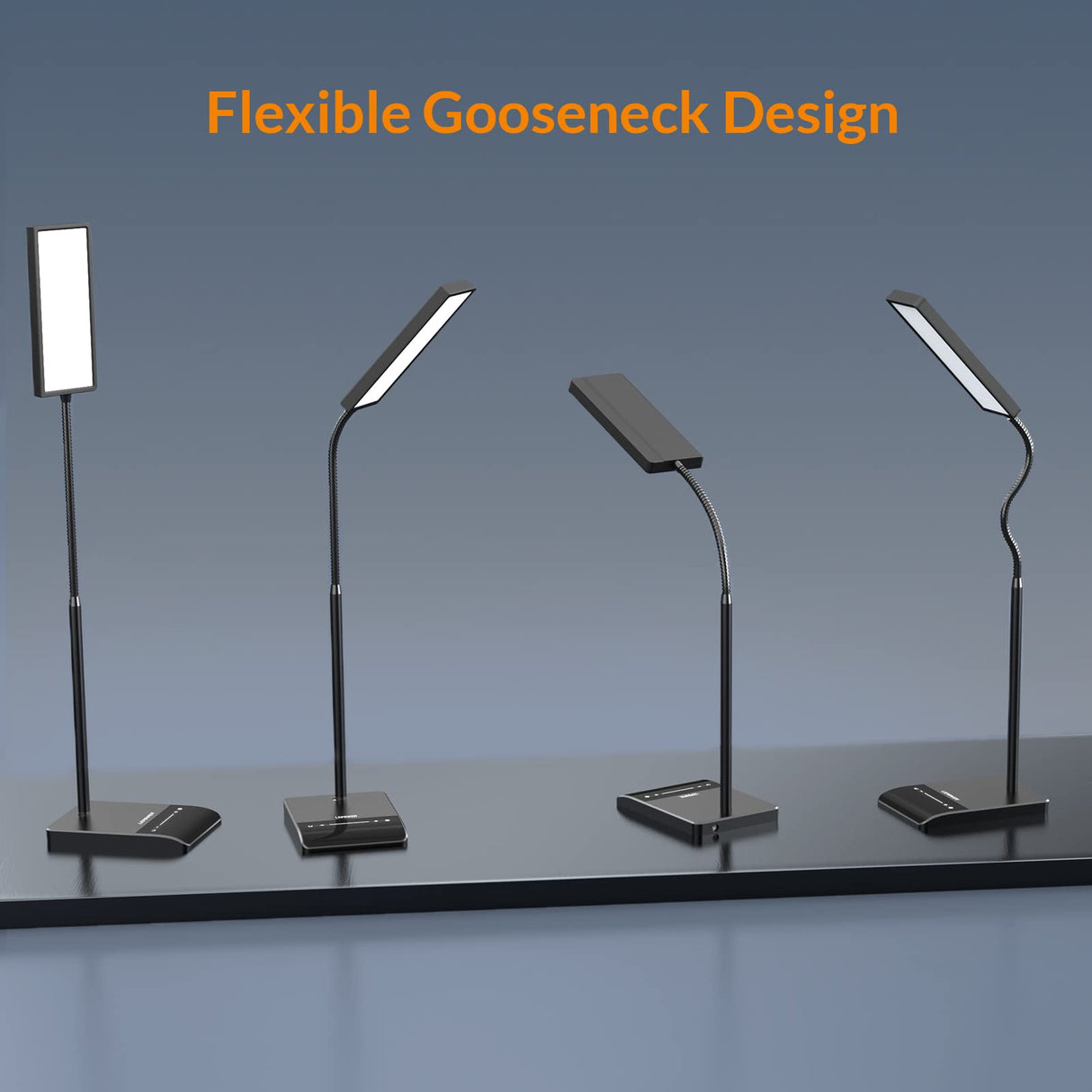 LEPOWER Desk Lamp, 800LM LED for Home Office, 12W Reading for Desk, Eye-Caring Light, Touch Table Gooseneck Lamp, 50 Lighting Modes, Bright for Bedroom, Study (Black)