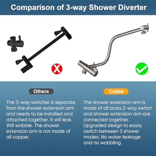 Cobbe 12 Inch All Metal 3-Way Rain Shower Head, High Pressure Shower Head, Dual Shower Heads with Handheld Spray Combo - 9 Spray Filtered Shower Head, Brushed Nickel