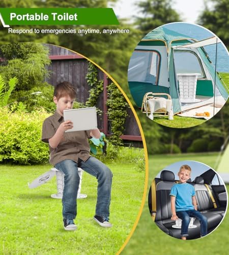 Portable Toilet for Camping Car, Foldable Camping Toilet for Adults and Kids, Adjustable Height Travel Potty, 13.5 IN Retractable Bucket Emergency Toilets, Travel Toilet, Collapsible Toilet with Bags