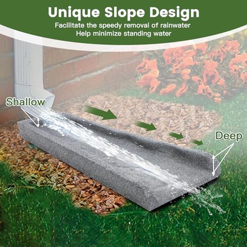 2 Pack Rubber Downspout Splash Block Rain Gutter Down Spout Drain Trays Gray