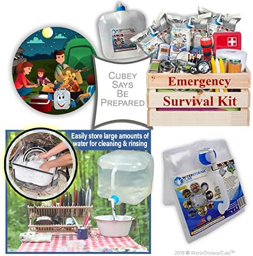 WaterStorageCube BPA Free Collapsible Water Container with Spigot, Camping Water Storage Carrier Jug for Outdoors Hiking Backpack & Survival Kit, Foldable Portable Water Canteen 1.3/2.6/5.3 Gallon