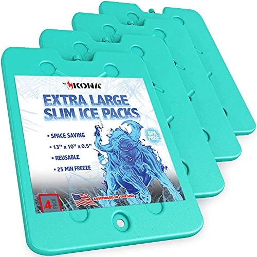 Kona XL Large Cooler Ice Pack - Reusable Long Lasting Dry Ice Packs, 10x13 Inch, 25 Min Freeze
