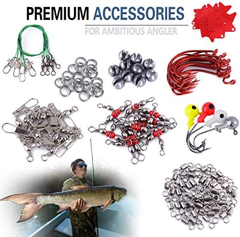 PLUSINNO Fishing Lures Baits Tackle Including Crankbaits, Spinnerbaits, Plastic Worms, Jigs, Topwater Lures, Tackle Box and More Fishing Gear Lures Kit Set, 102/302Pcs Fishing Lure Tackle