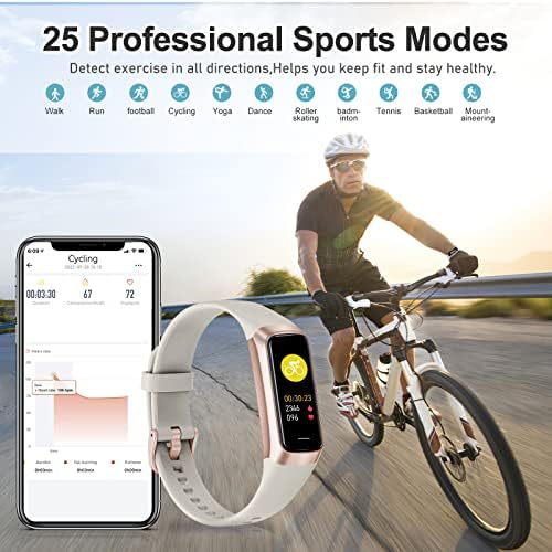 Fitness Tracker with 24/7 Heart Rate, Blood Oxygen Blood Pressure Sleep Monitor, Activity Trackers 5 ATM Waterproof,Step Calorie Counter Pedometer Health Smart Watch for Women Men(Beige)
