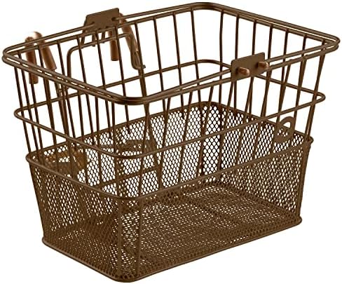 Retrospec Apollo Detachable Front Bike Basket Steel Half-Mesh with Integrated Detachable Hooks and Built-In Handle, Easy Assembly and Portability for Bicycles