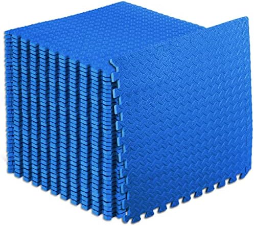 ProsourceFit Puzzle Exercise Mat ½ in, EVA Interlocking Foam Floor Tiles for Home Gym, Mat for Home Workout Equipment, Floor Padding for Kids, Black, 24 in x 24 in x ½ in, 48 Sq Ft - 12 Tiles