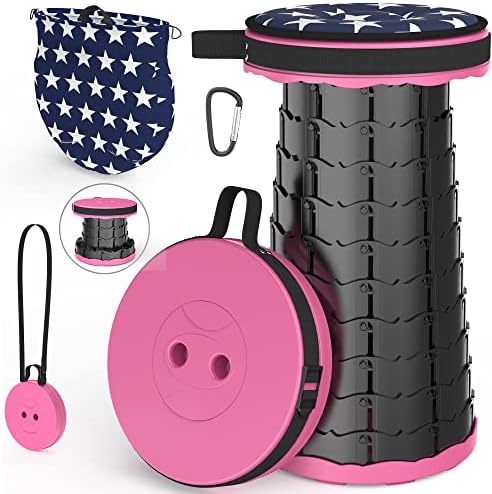ALEVMOOM Upgraded Folding Stool with Cushion,Portable Collapsible Retractable Stool,Outdoor Chair,Yet More Sturdy Load Capacity 440lbs for Camping Garden Fishing Hiking BBQ with Carry Bag